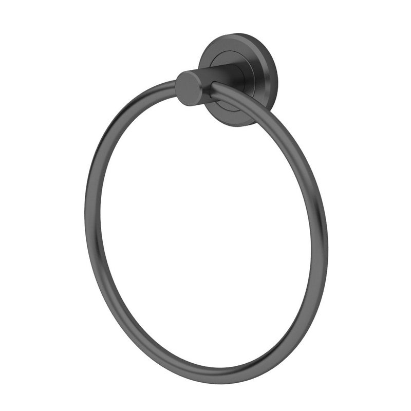 Gatco 4242MX Latitude II Towel Ring Modern Hand Towel Holder for Bathroom Stylish Decorative Hardware Heavy Duty Metal EZ Ancor Mounting Matte Black