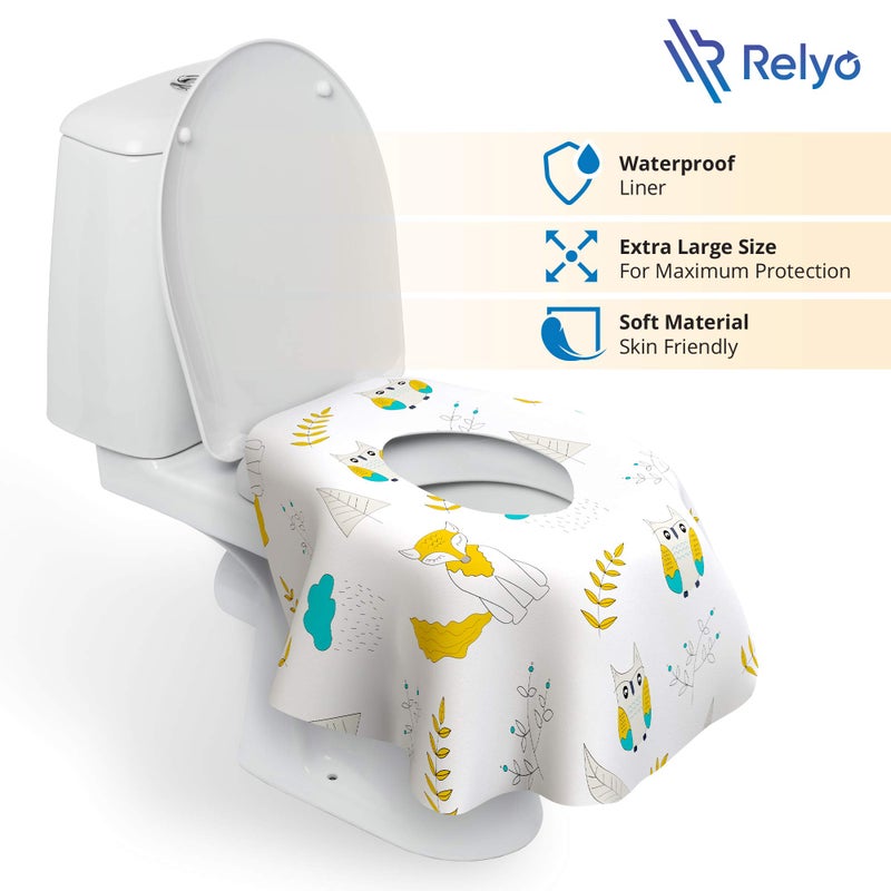 Relyo Toilet Seat Covers Disposable - 20 Pack - Waterproof, Ideal for Kids and Adults - Extra Large, Individually Wrapped for Travel, Toddlers Potty Training Public Restrooms (Owls, 20) - Image 2