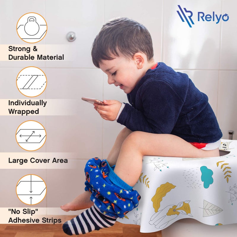 Relyo Toilet Seat Covers Disposable - 20 Pack - Waterproof, Ideal for Kids and Adults - Extra Large, Individually Wrapped for Travel, Toddlers Potty Training Public Restrooms (Owls, 20) - Image 5