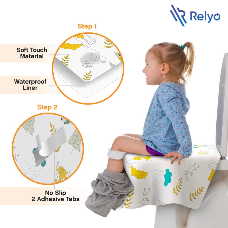 Relyo Toilet Seat Covers Disposable - 20 Pack - Waterproof, Ideal for Kids and Adults - Extra Large, Individually Wrapped for Travel, Toddlers Potty Training Public Restrooms (Owls, 20) - Image 4