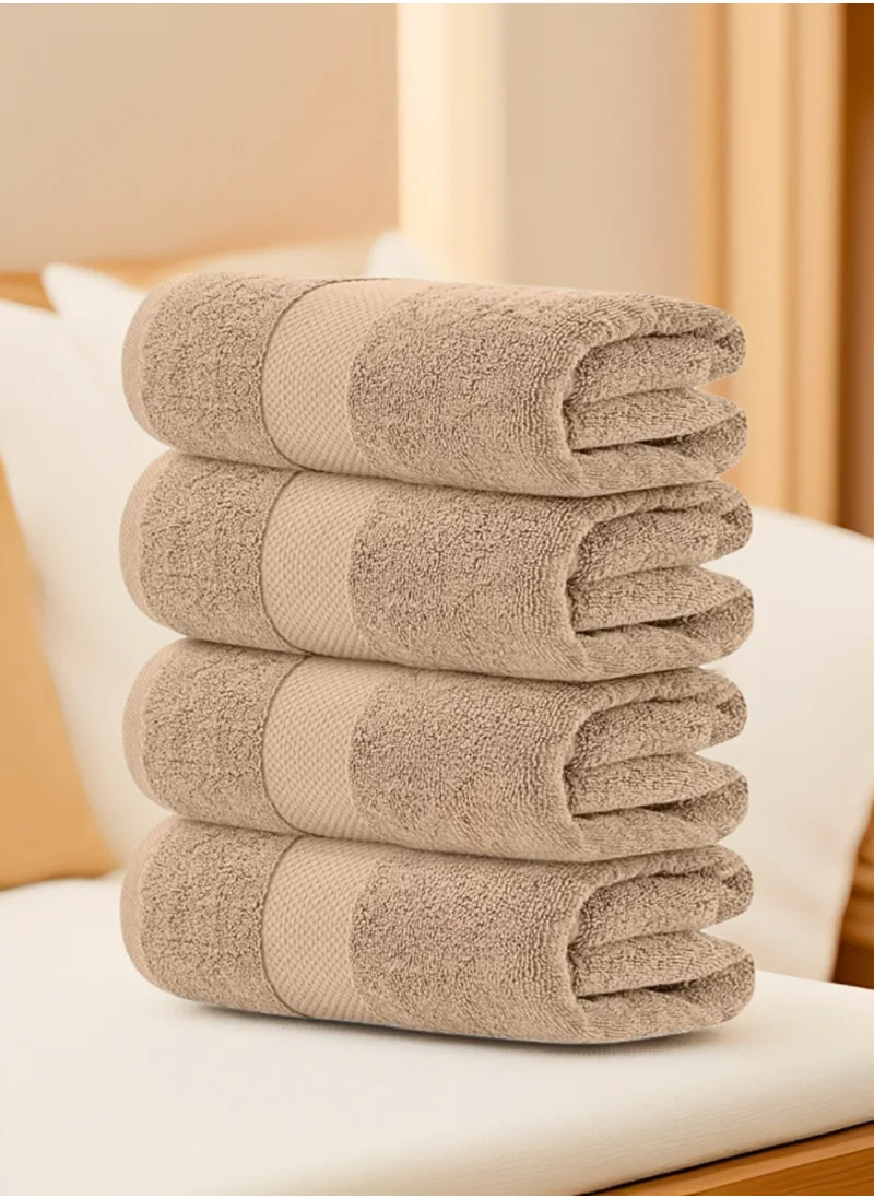 1Chase Luxury Beige Bath Towels – Set of 4 Large Towels (70x140 cm) | 600 GSM, 100% Cotton, Ultra-Soft, Highly Absorbent & Quick-Dry Spa Quality