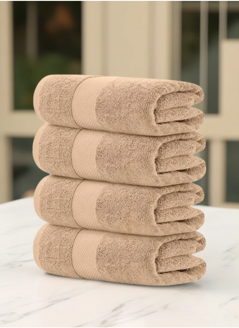 1Chase Luxury Beige Bath Towels – Set of 4 Large Towels (70x140 cm) | 600 GSM, 100% Cotton, Ultra-Soft, Highly Absorbent & Quick-Dry Spa Quality