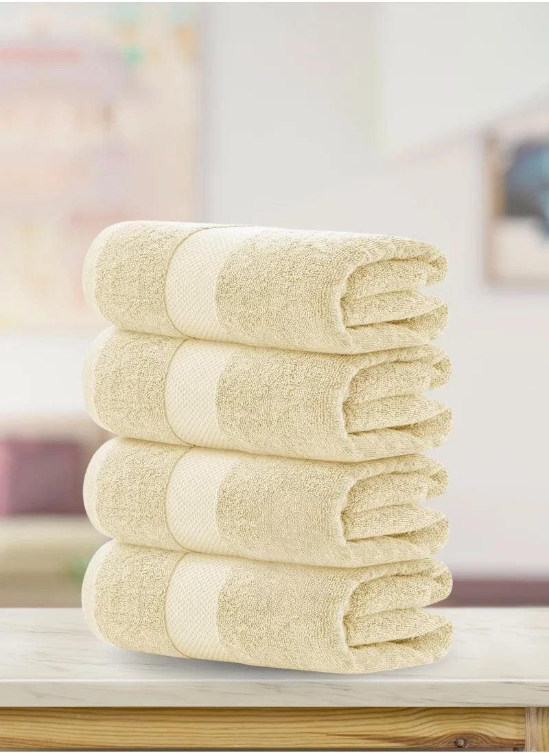 1Chase Luxury Beige Bath Towels – Set of 4 Large Towels (70x140 cm) | 600 GSM, 100% Cotton, Ultra-Soft, Highly Absorbent & Quick-Dry Spa Quality