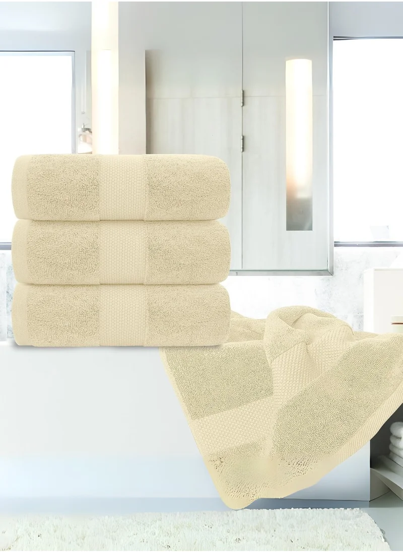 1Chase Luxury Beige Bath Towels – Set of 4 Large Towels (70x140 cm) | 600 GSM, 100% Cotton, Ultra-Soft, Highly Absorbent & Quick-Dry Spa Quality
