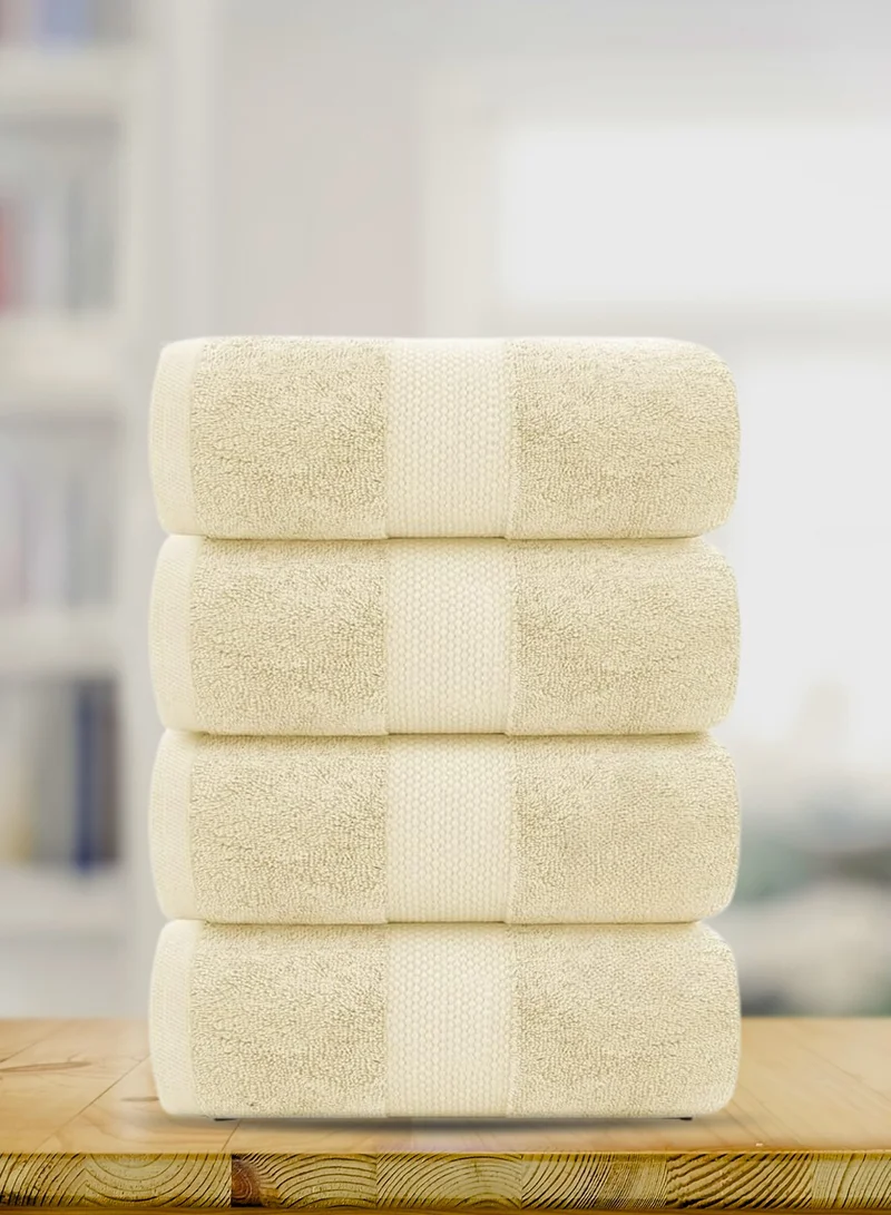 1Chase Luxury Beige Bath Towels – Set of 4 Large Towels (70x140 cm) | 600 GSM, 100% Cotton, Ultra-Soft, Highly Absorbent & Quick-Dry Spa Quality