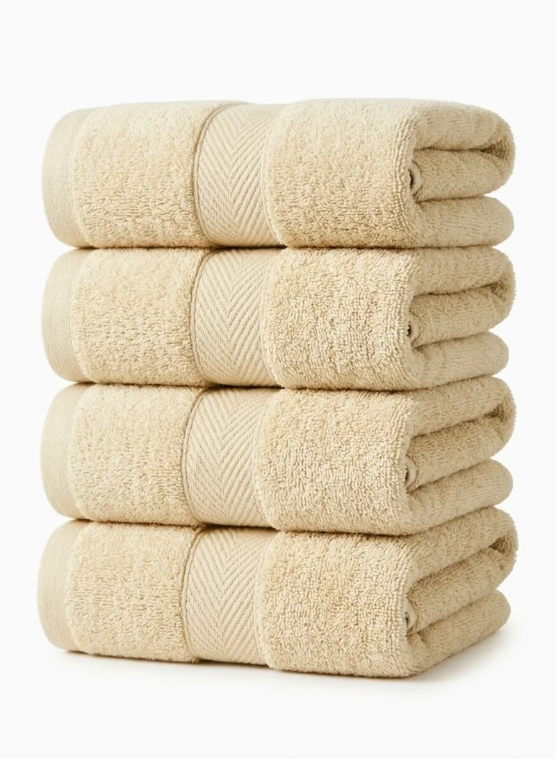 1Chase Beige Luxury Beige Bath Towels – Set of 4 Large Towels (70x140 cm) | 600 GSM, 100% Cotton, Ultra-Soft, Highly Absorbent & Quick-Dry Spa Quality  | Best Price UAE