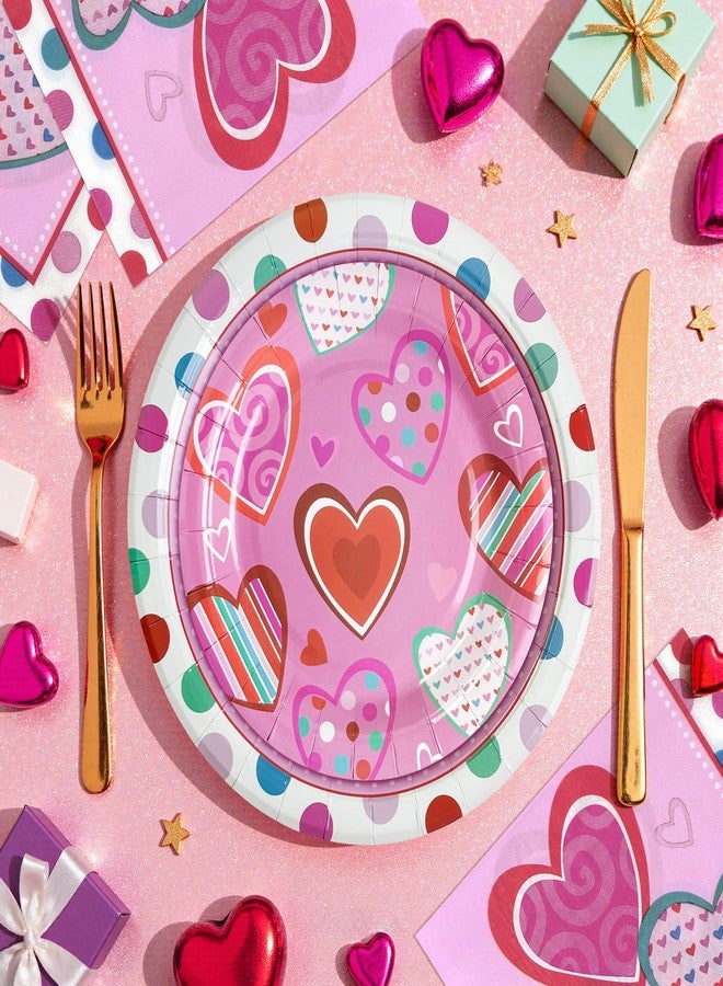 Watch Me Fly Valentine's Day Tableware Sets for 25 Guests, Valentines Plates and Napkins, Pink and Red Heart Paper Party Decorations Supplies, 9” and 7” Disposable Dinnerware for Galentines Anniversary Wedding - Image 5