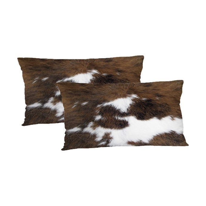 Pack of 2 Hidden Zippered Pillowcase Cowhide Accent Printing 12X20Inch Soft Decorative Cushion Cover for Sofa Bedroom Decorative Throw Custom Cotton Pillow Case Cushion Cover