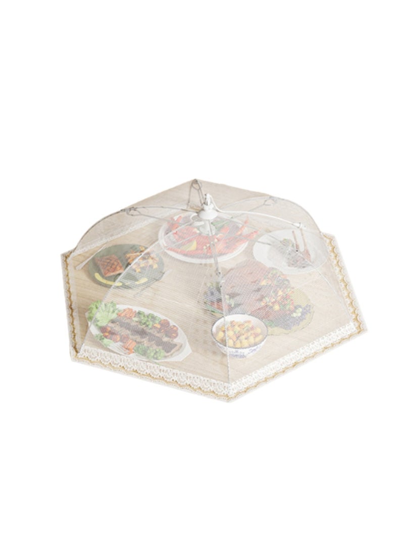 60cm Round White Food Cover, Mesh Screen Food Cover Tent Umbrella, Reusable And Foldable Outdoor Picnic Food Cover Net, Mesh Food Cover Prevents Flies, Bugs, Mosquitoes - Image 1