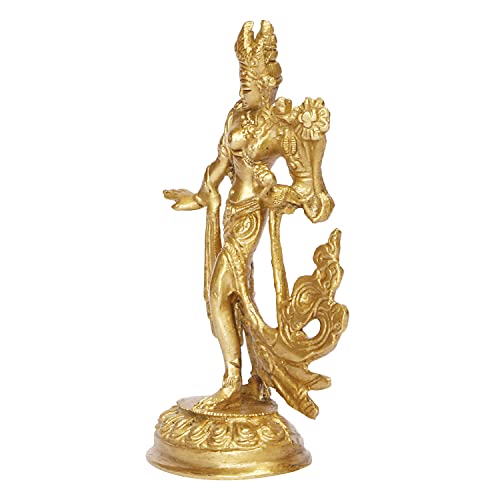 ARTVARKO Brass Goddess Tara Devi Standing Idol Tibetan Buddhist Goddess Green Tara Decorative Sculpture - .5 Inches - Image 4