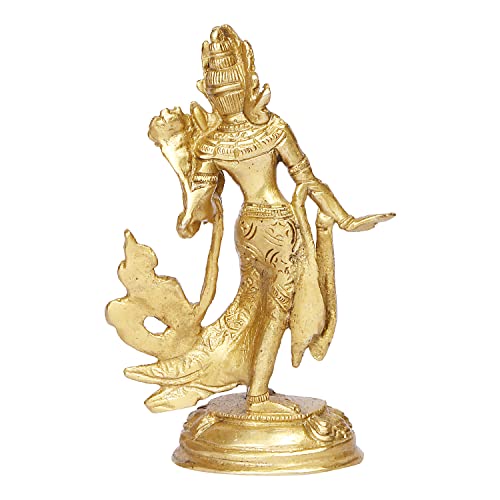 ARTVARKO Brass Goddess Tara Devi Standing Idol Tibetan Buddhist Goddess Green Tara Decorative Sculpture - .5 Inches - Image 5