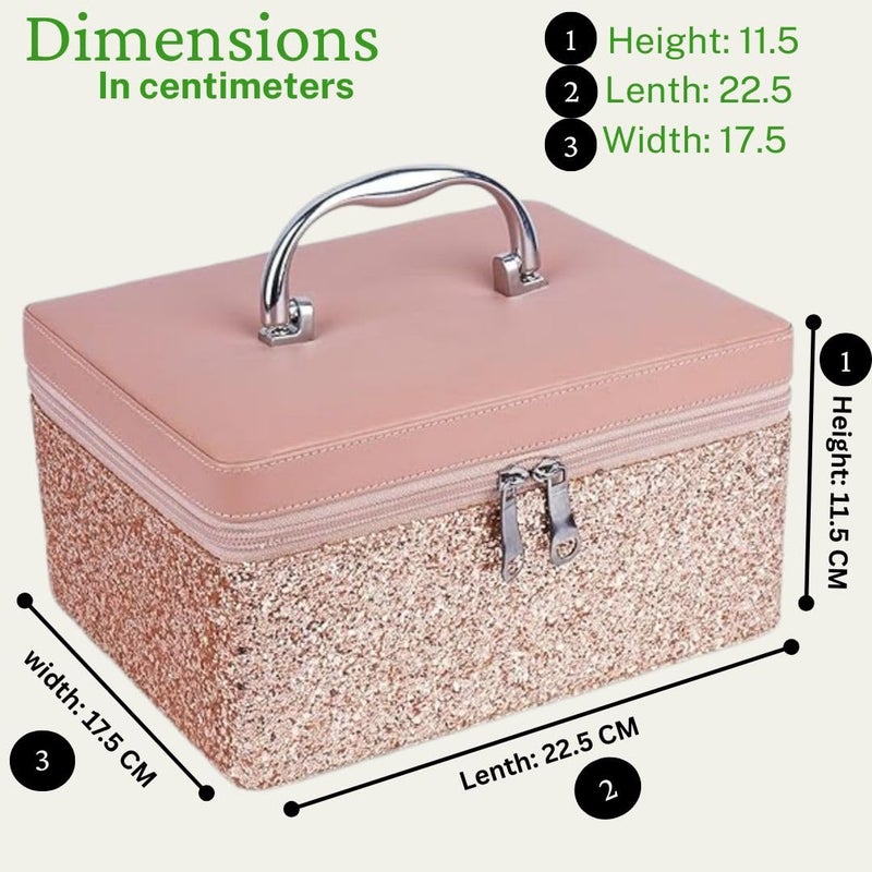 FADAK Cosmetic Makeup for Beauty Case Wedding Makeup Box Travel Large Vanity Mirror Storage Jewelry Bridal Box 2250x 1875x1175 cm Pink Medium - Image 2