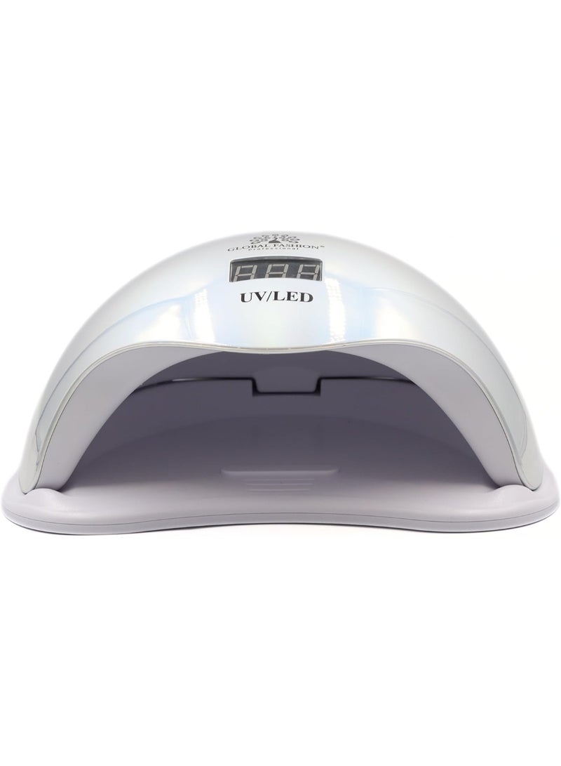 GLOBAL FASHION Professional Uv Led Lamp 2 In 1 Model L-1100 72W - Professional Nail Dryer For Gel Polish, Acrylic, And Polygel - Fast Curing, Durable, And Easy To Use  (Silver)  - Image 2