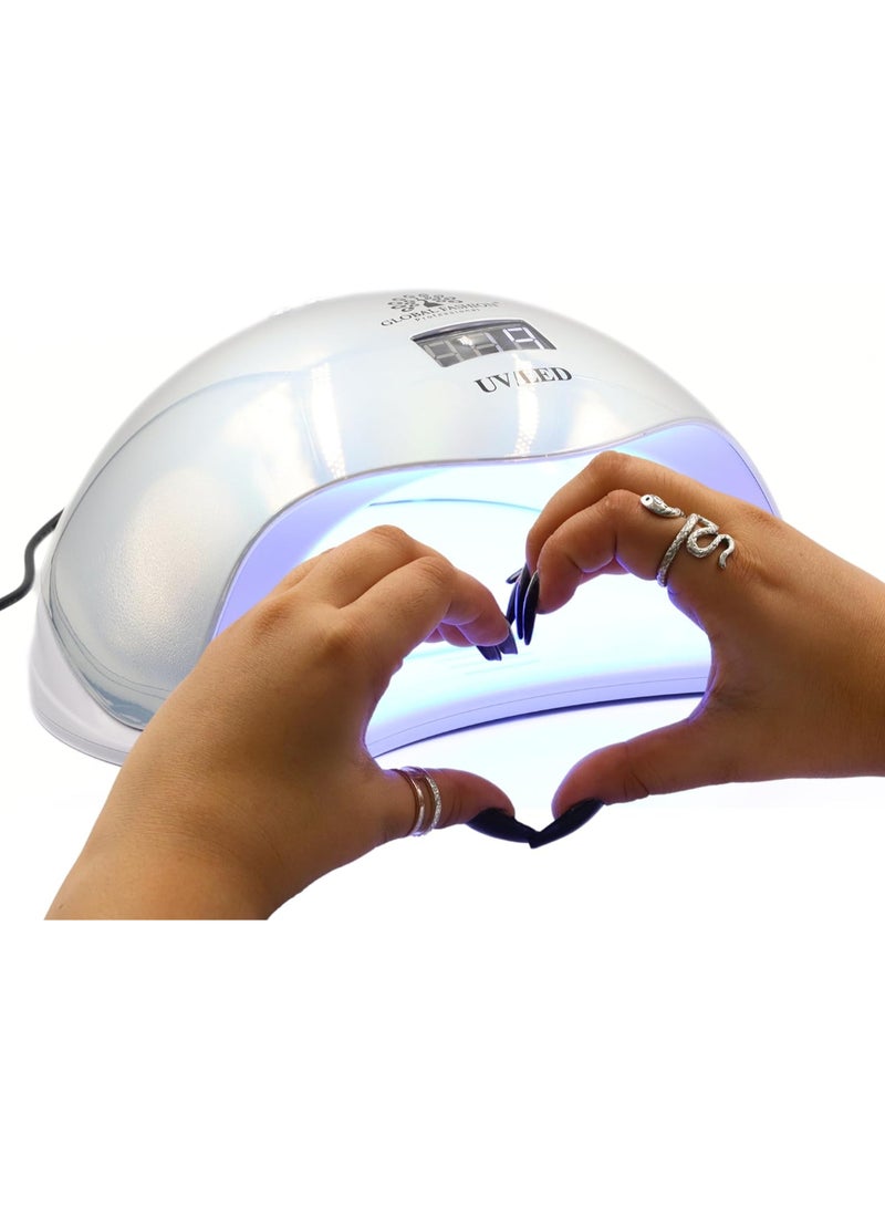 GLOBAL FASHION Professional Uv Led Lamp 2 In 1 Model L-1100 72W - Professional Nail Dryer For Gel Polish, Acrylic, And Polygel - Fast Curing, Durable, And Easy To Use  (Silver)  - Image 5