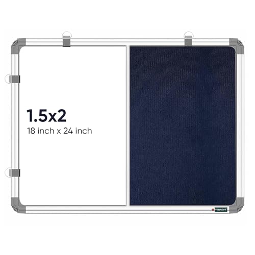YAJNAS® 1.5X2 Feet Premium Combination Board (Non - Magnetic Whiteboard with Blue Pin-Up Board/Notice Board/Bulletin Board) for Home, Office and School Use. Heavy-Duty Aluminium Frame (Pack of 1) - Image 1