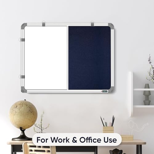 YAJNAS® 1.5X2 Feet Premium Combination Board (Non - Magnetic Whiteboard with Blue Pin-Up Board/Notice Board/Bulletin Board) for Home, Office and School Use. Heavy-Duty Aluminium Frame (Pack of 1) - Image 5