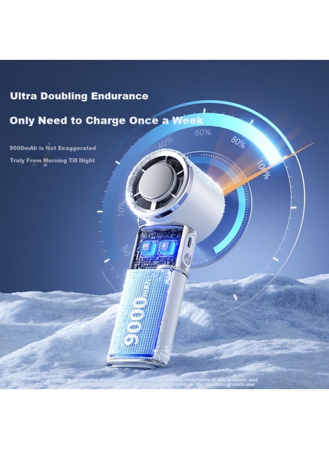 Venider [9000mah | Cooling Ice Pack] Handheld Mini Fan, Semiconductor Cooling, High-speed Air Gun, Portable Foldable Small Electric Fan, Outdoor Long Battery Life Power Bank - Image 3