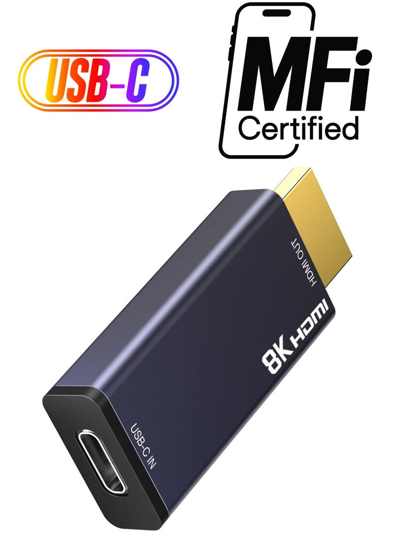 Excefore USB C to HDMI 3.1 Adapter, USB-C Female to HDMI Male Converter, Compatible with MacBook Pro, MacBook Air, iPad Pro, Mac Mini M1, Dell XPS, Surface Book (Grey) - Image 1