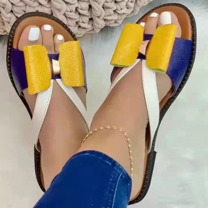 Foreign Trade New and 2021 Summer Breathable Women''s Casual Sandals and Slippers Flat Bow Large Size Slippers - Image 5