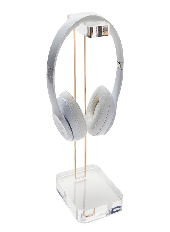 russell+hazel Acrylic Headphones Stand, Headset Holder, Office Accessories, Clear Acrylic with Gold Hardware, 4” x 5” x 10.5” (93922) - Image 4