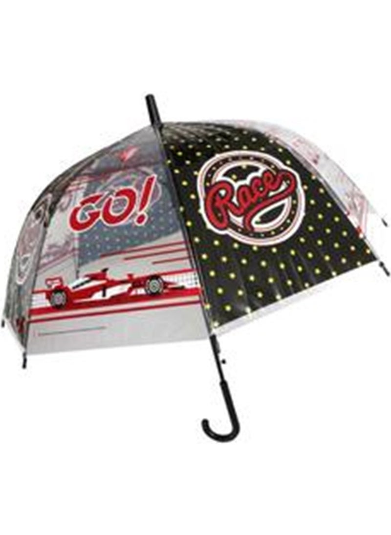 Şahin Black Handle Printed Dome Children's Umbrella Licensed City Code OTTO44610D 