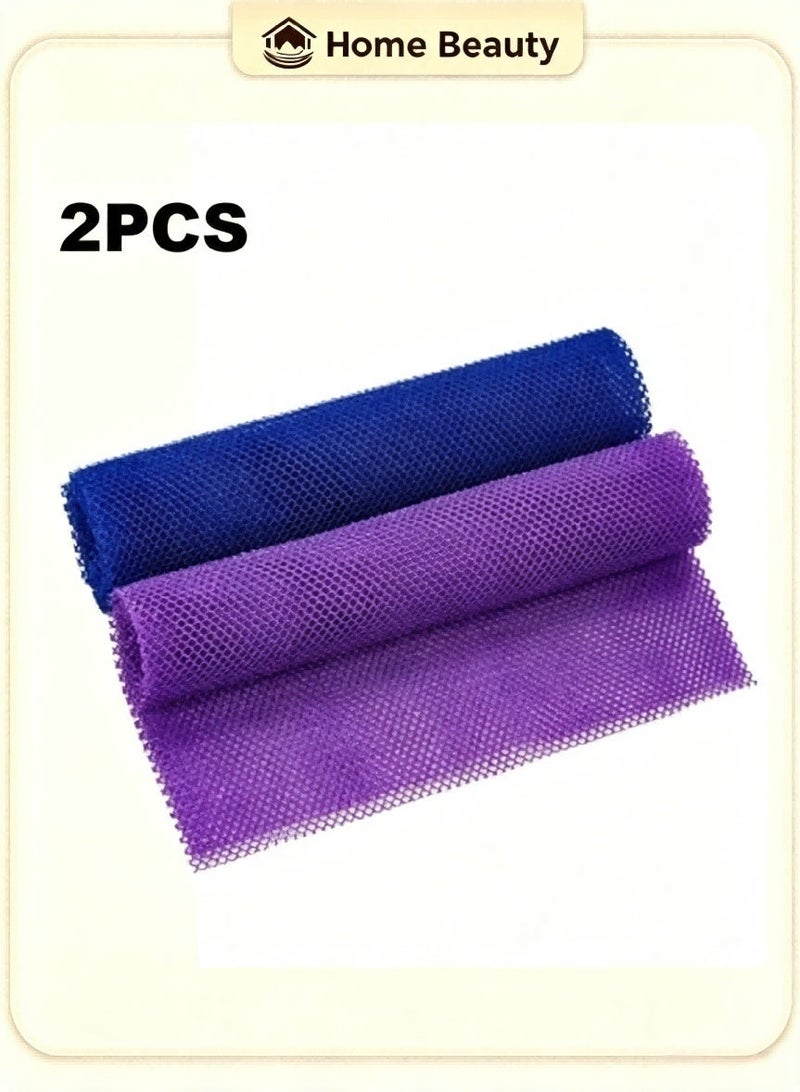 2-Piece African Net Bath Sponge Exfoliating Long Body Scrubber Tight Weave Beauty Skin Smoother Tower Bath Cloth Porous Stretches Back Washcloths For Daily Use Or Stocking Stuffer - Image 1