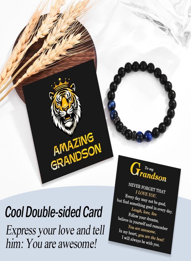 FIEEFX To My Grandson Bracelet Gifts for Boys Mens, Birthday Graduation Fathers Day Back to School Christmas Valentines Day Easter Basket Stuffers Baptism First Holy Communion Confirmation Gifts for Grandson - Image 2