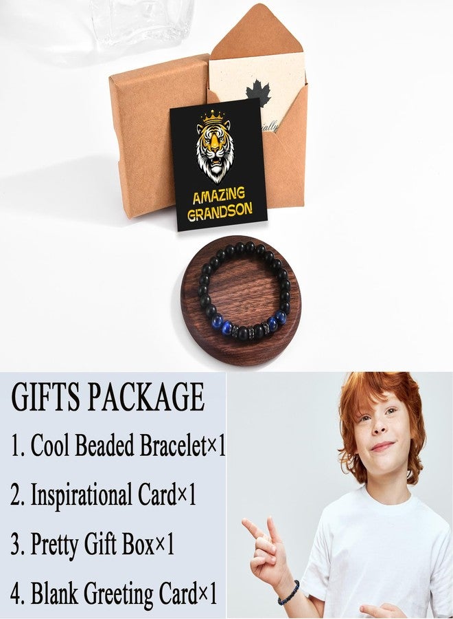 FIEEFX To My Grandson Bracelet Gifts for Boys Mens, Birthday Graduation Fathers Day Back to School Christmas Valentines Day Easter Basket Stuffers Baptism First Holy Communion Confirmation Gifts for Grandson - Image 5