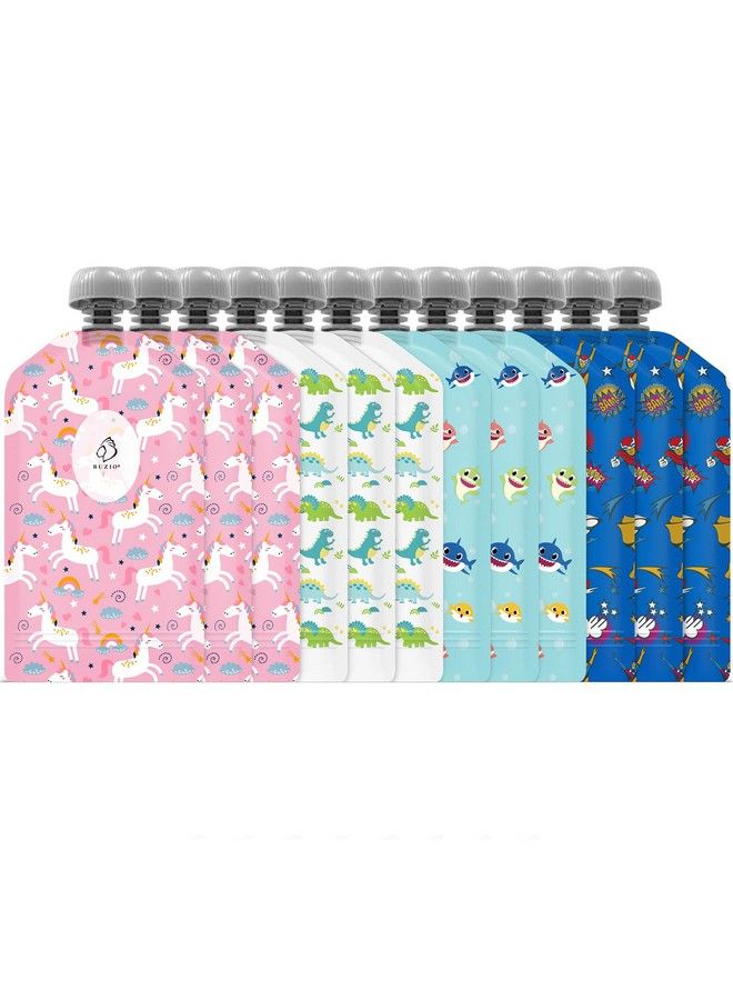 BUZIO Reusable Food Pouches 12 Packs 5Oz Toddlers Food Storage Pouch Double Zipper Squeeze Pouches Freezer Safe For Kids Diy Homemade Organic Puree  - Image 2