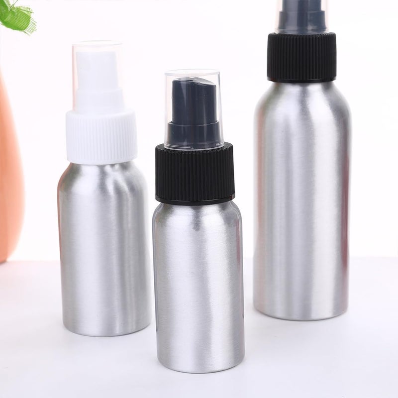 Aluminum Travel Spray Bottles Set 3pcs (30ml, 50ml, 100ml) Refillable Perfume Atomizer Bottles with Black and White Nozzles for Portable Travel and Outdoor Use - Image 4