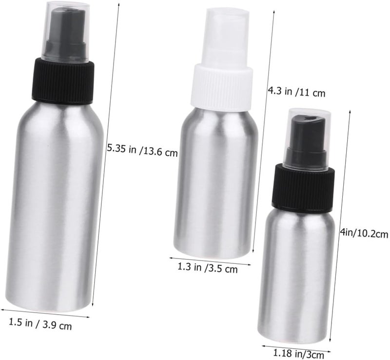 Aluminum Travel Spray Bottles Set 3pcs (30ml, 50ml, 100ml) Refillable Perfume Atomizer Bottles with Black and White Nozzles for Portable Travel and Outdoor Use - Image 2