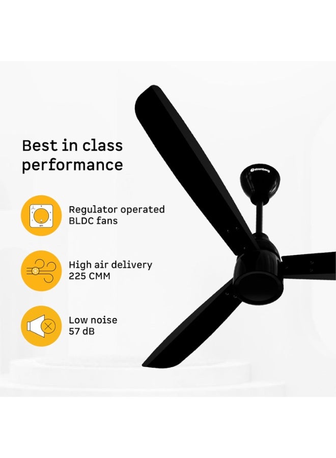 atomberg Renesa Prime 1200mm BLDC Ceiling Fan Compatible with Regulators | Without Remote | BEE 5 star Rated Energy Efficient Ceiling Fan | High Air Delivery (Gloss Black) - Image 1
