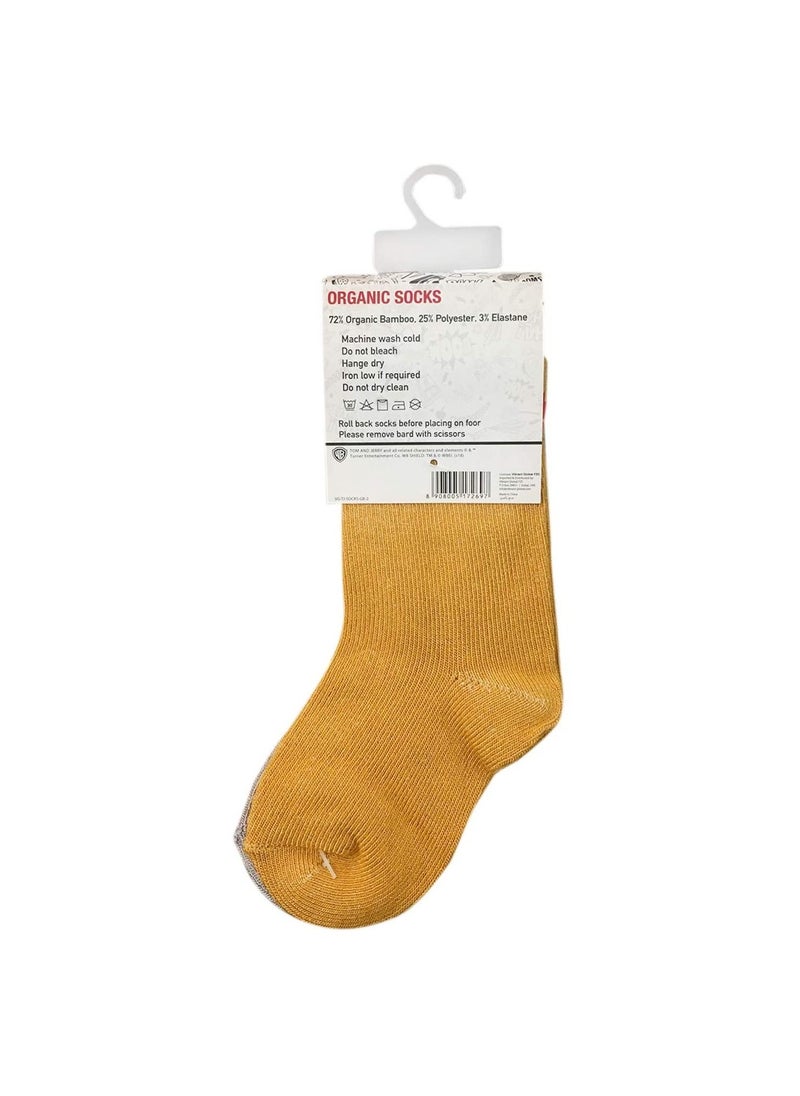Tom & Jerry Tom & Jerry Bamboo Cotton Sock - Solid (Pack Of 2) - Grey & Brown 12-24M  - Image 2