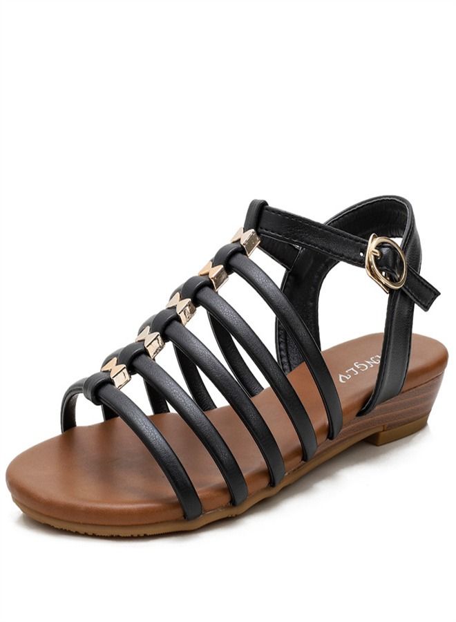 Loquat Casual And Versatile Flat Sandals 2CM Black  - Image 1