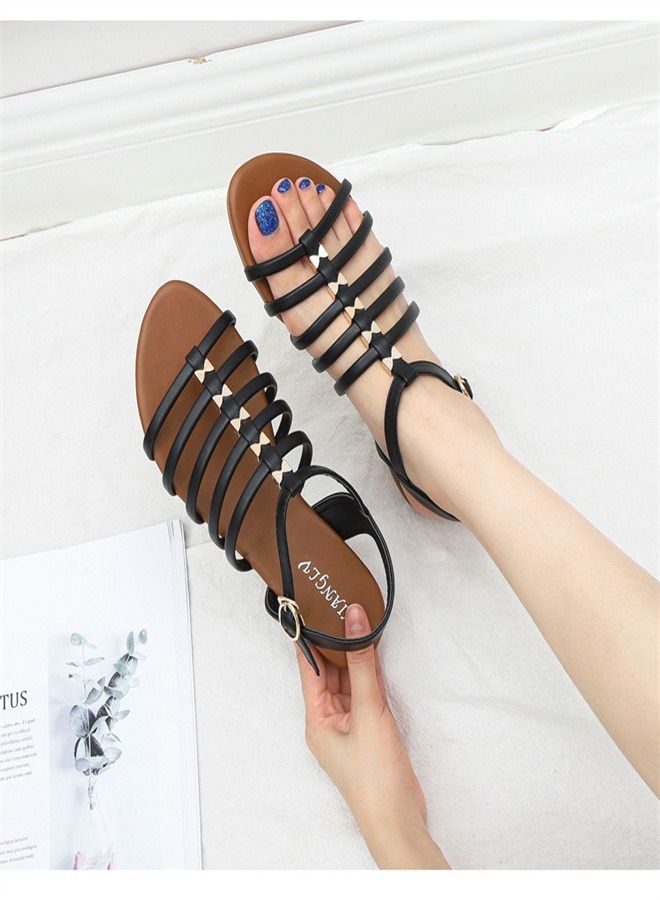 Loquat Casual And Versatile Flat Sandals 2CM Black  - Image 2