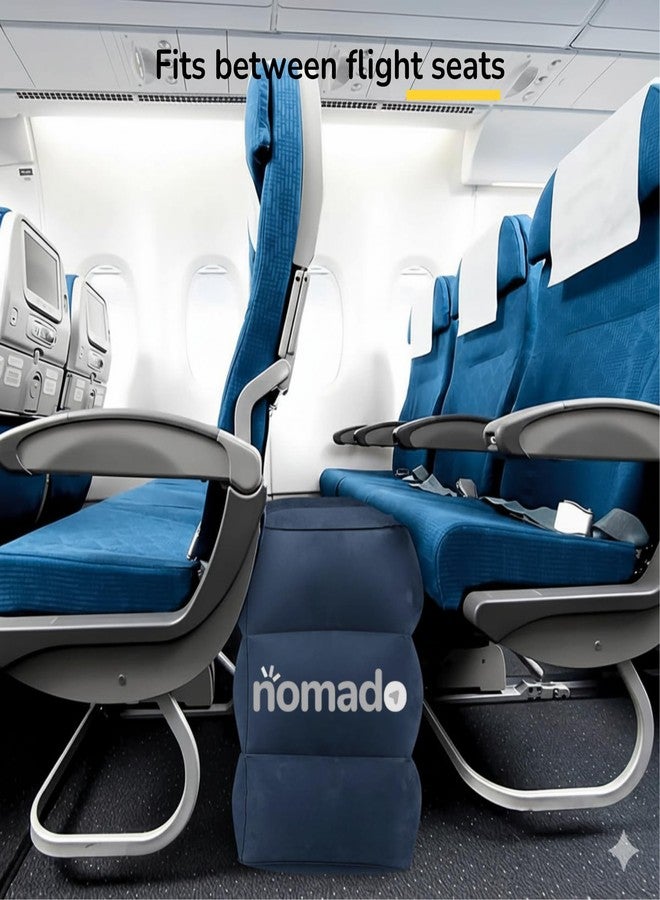 nomado Travel Foot Rest Pillow - Self-Inflatable Seat Extender for Car, Plane & Train, Portable & Compact Footrest for Kids & Adults, Dark Blue Rectangular 18×15×12 Inch for Long Trips - Image 5