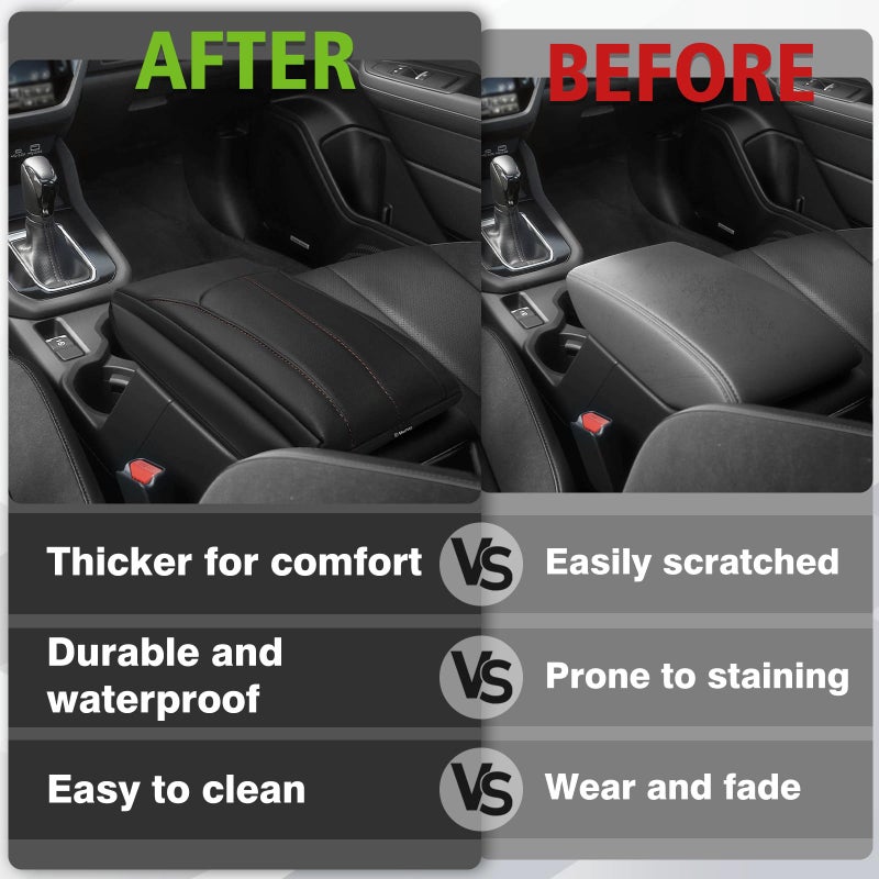 Muslogy Center Console Armrest Cover Fit for Subaru Forester 2025 Accessories, Comfort Armrest Pad Console Lid Cushion Protector Vegan Leather 1-Inch Extra Thick - Image 5
