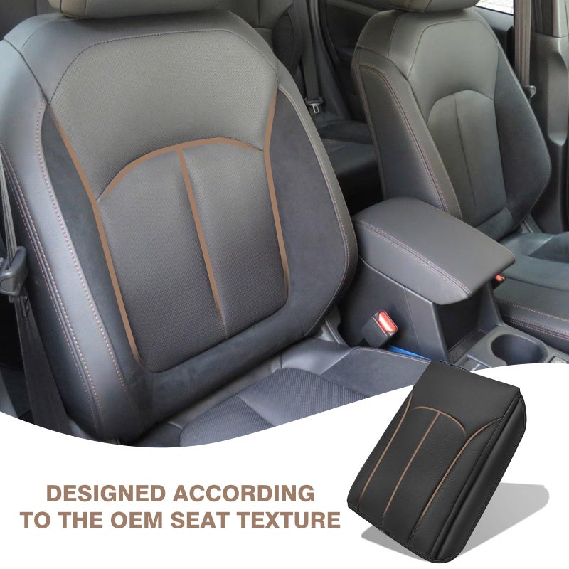 Muslogy Center Console Armrest Cover Fit for Subaru Forester 2025 Accessories, Comfort Armrest Pad Console Lid Cushion Protector Vegan Leather 1-Inch Extra Thick - Image 3