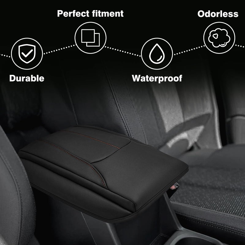 Muslogy Center Console Armrest Cover Fit for Subaru Forester 2025 Accessories, Comfort Armrest Pad Console Lid Cushion Protector Vegan Leather 1-Inch Extra Thick - Image 4