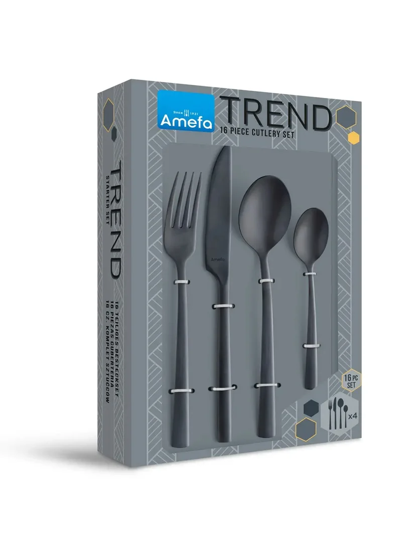 Amefa Manille PVD - 16 pcs Cutlery set black