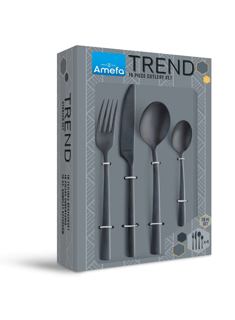 Amefa Manille PVD - 16 pcs Cutlery set black - Image 1