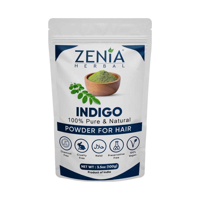 Zenia Indigo Powder Indigofera Tinctoria  HairBeard Dye Color 35oz 100g  100 Pure  Natural  No Preservatives