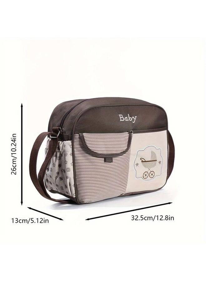 Multifunctional Lightweight Stroller Hanging Bag with Blue Embroidery Large Capacity Travel Shoulder Storage - Image 2