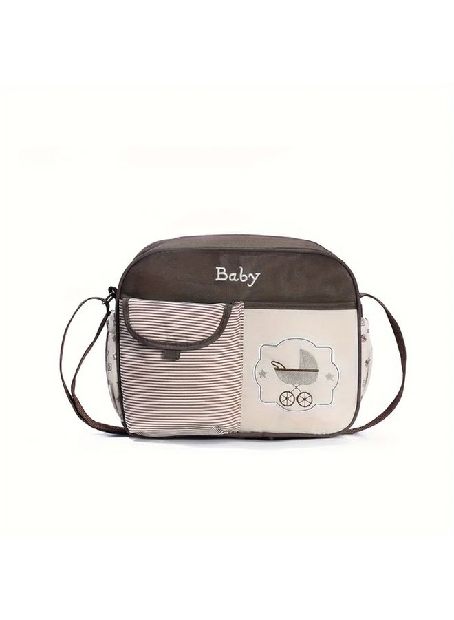 Multifunctional Lightweight Stroller Hanging Bag with Blue Embroidery Large Capacity Travel Shoulder Storage - Image 1
