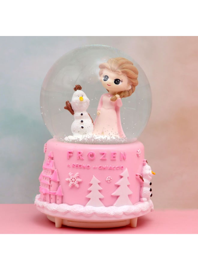 Frozen Aisha Princess Crystal Ball Unicorn Music Box KT Music Box Birthday Gift For Girls Aisha-Color:100# Automatic Snow Aisha Pink