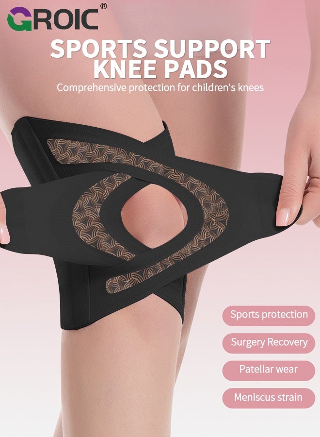 GROIC 1PC Adjustable Knee Brace with Cross Straps, Sports Knee Support, Athletic Knee Protector, Sided Flexible Springs, for Pain Relief, Sports, Running, Hiking, Basketball, Jumping - XL - Image 2