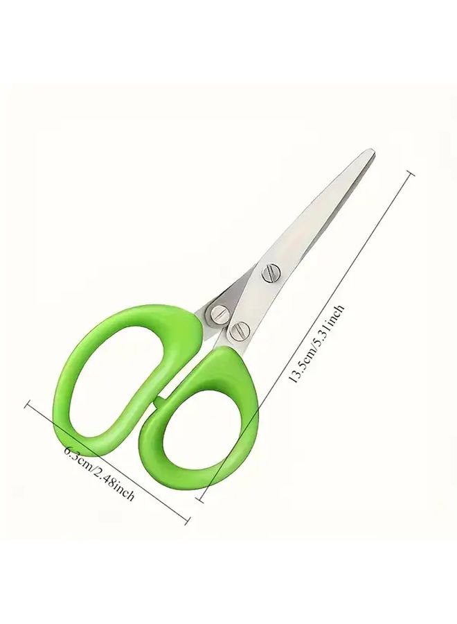 Green 5 Layer Stainless Steel Kitchen Scissors Multi Functional Onion Herb Chopper - Image 3