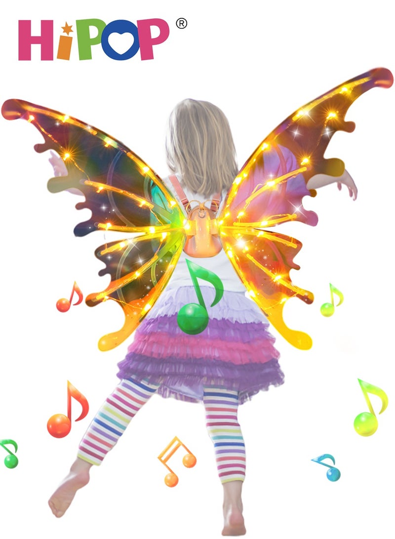 HIPOP Dress Costume for Girls,Electric Glowing Wings Universal Size,Cool Lighting Effects,Wings Can Flap,3-12 Age Children's Party Role Play Costume - Image 1