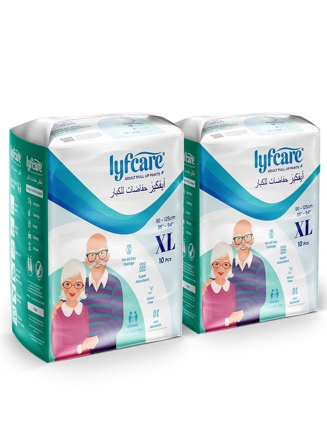 Lyfcare Adult Diapers Extra large Size (XL) - 20 Units (Pack of 2) | Unisex Diapers Pants Style | Waist (90-125 cm) | Wetness Indicator, Super absorb, 360° Protection & 0% Leakage | For Unisex - Image 1