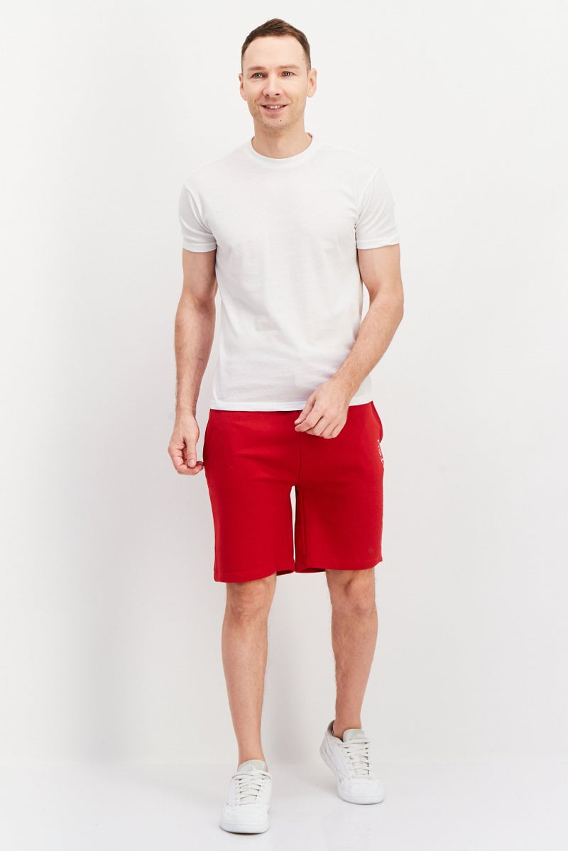 CROSSHATCH Men Drawstring Brand Logo Basic Shorts, Red - Image 2